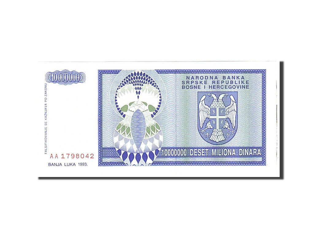 Banknote, Bosnia - Herzegovina, 10 Milliard Dinara, 1993, Undated, KM:148a