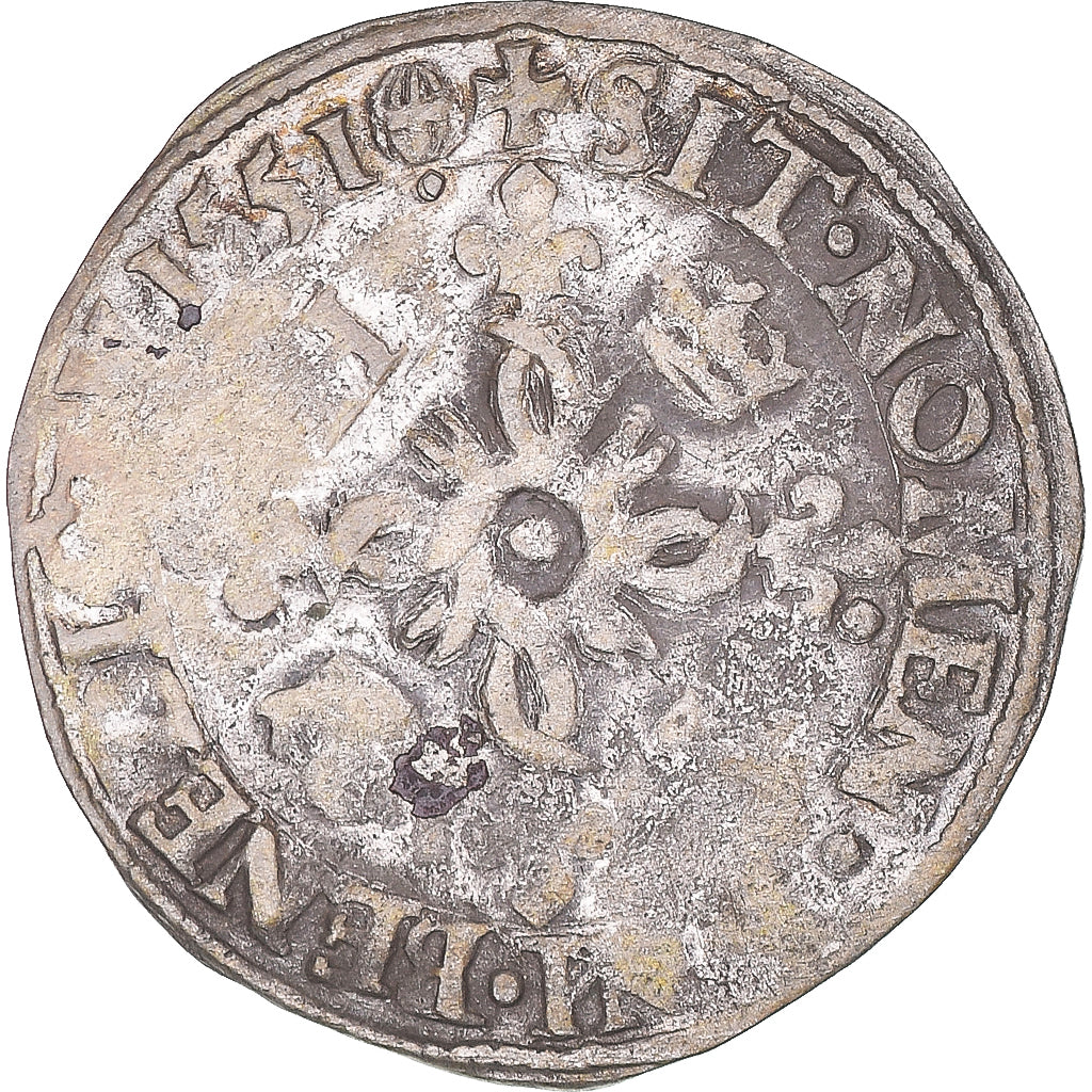 Moeda, França, Henri II, Douzain aux croissants, 1551, Angers, EF(40-45)