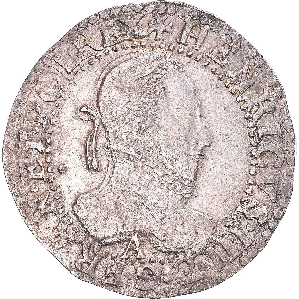 Moneda, Francia, Henri III, 1/2 franc au col gaufré, 1587, Paris, MBC+, Plata