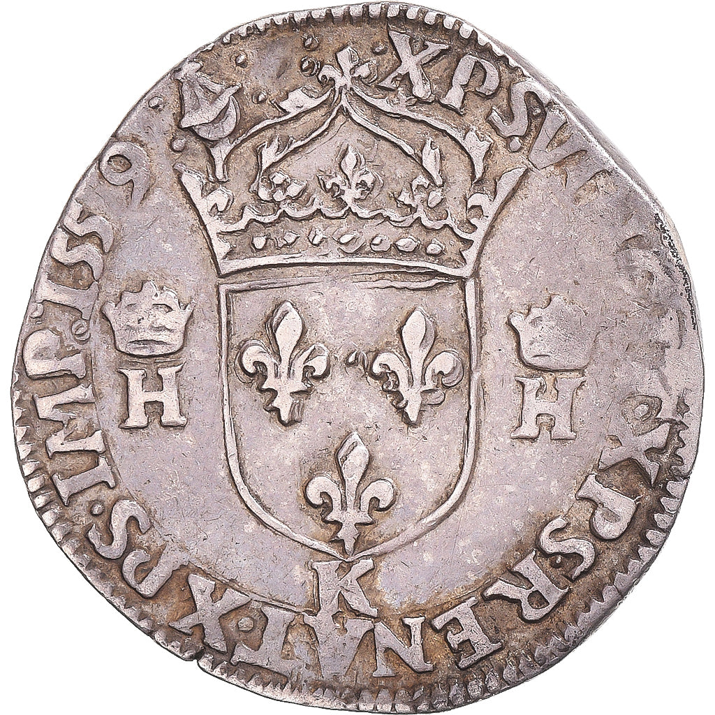 Moneta, Francja, Henri II, Teston, 1559, Bordeaux, AU(50-53), Srebro