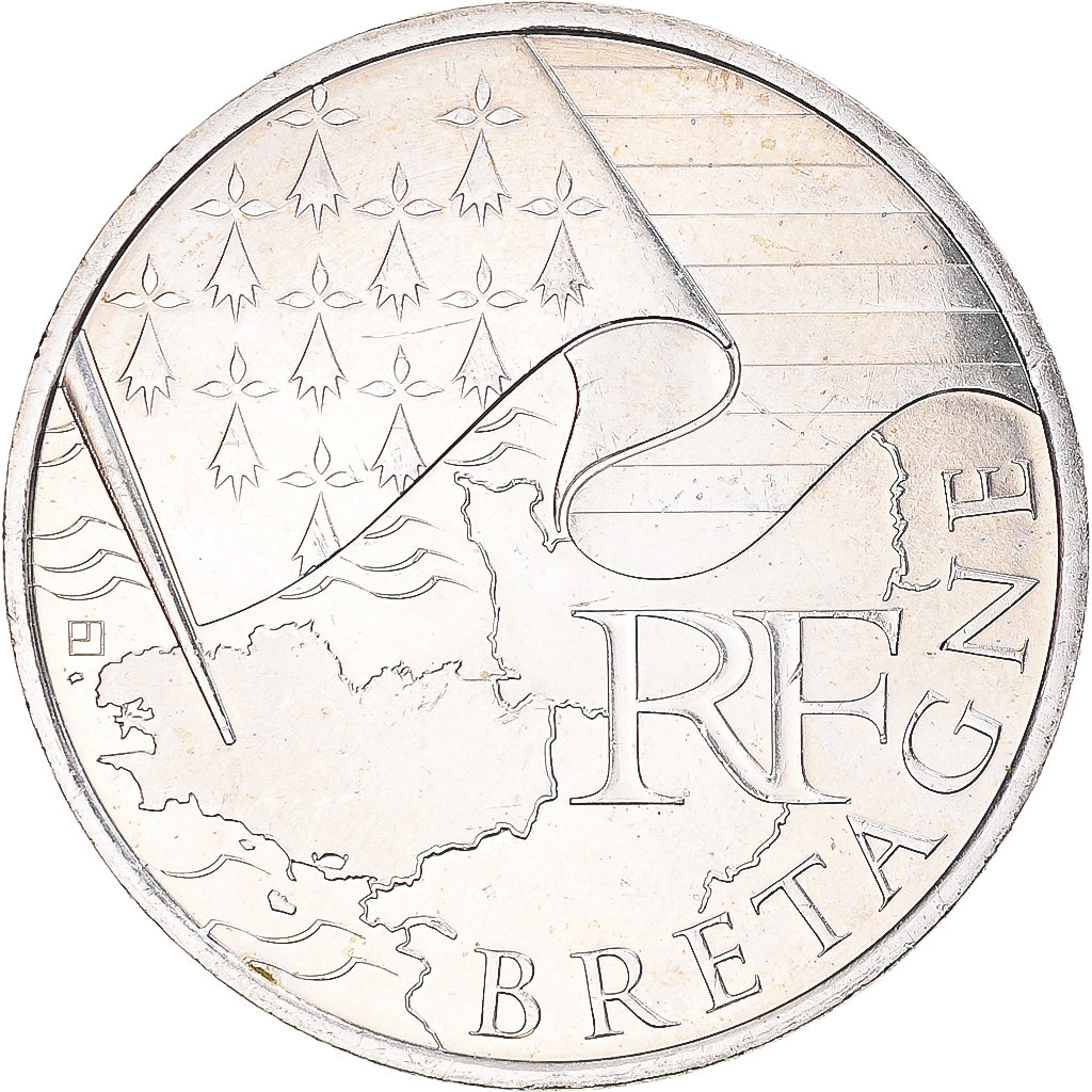 France, 10 Euro, Bretagne, 2010, Paris, Argent, SUP+