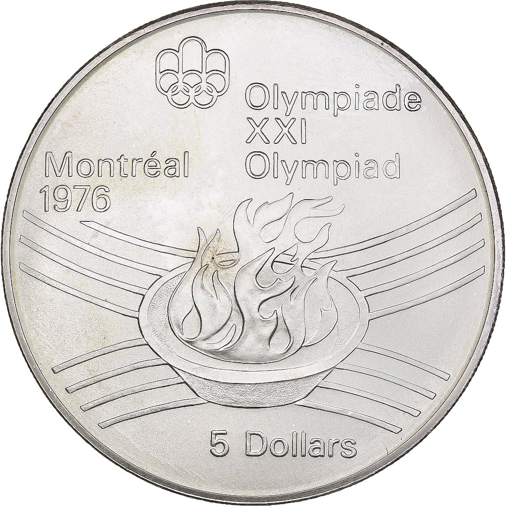 Münze, Kanada, 1976 Olympics - Olympic Flame, 5 Dollars, 1976, UNZ, Silber