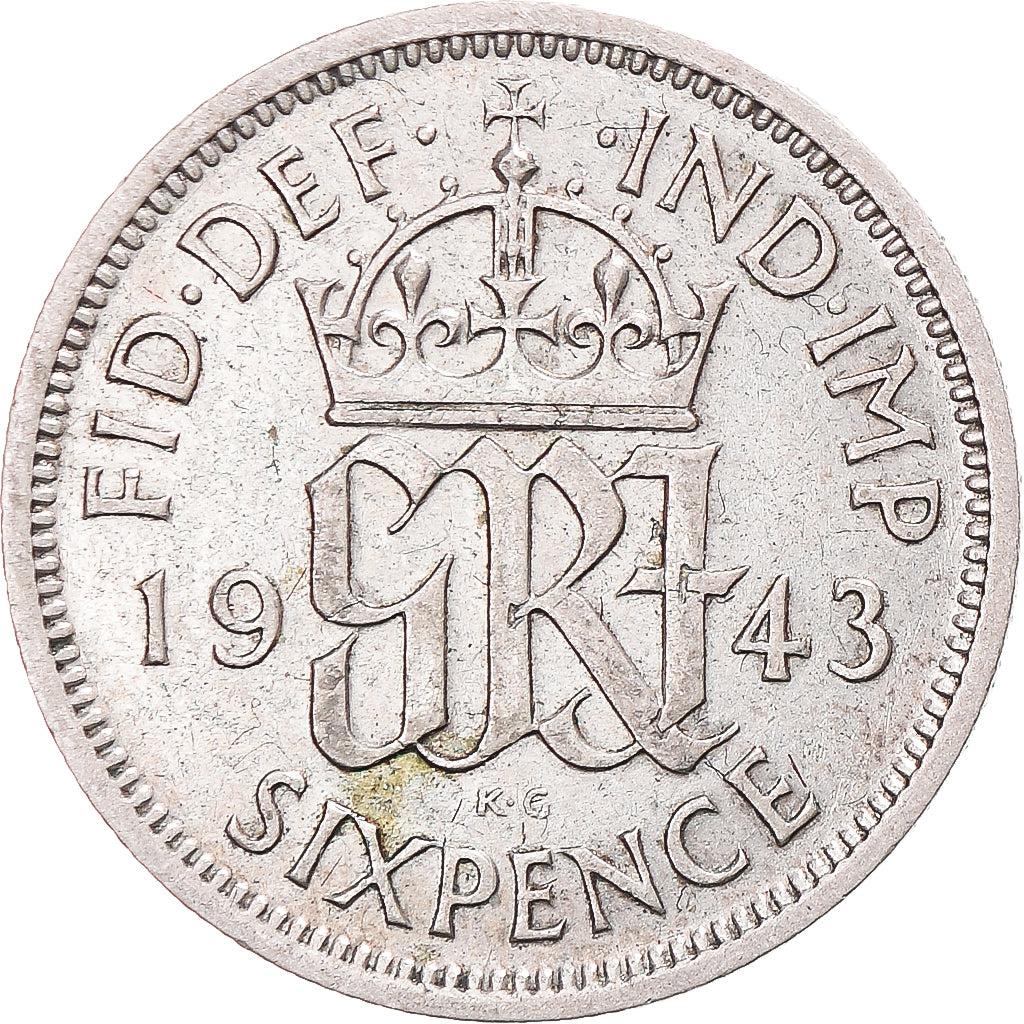 Monnaie, Royaume-Uni, George VI, 6 Pence, 1943, TB+, Argent
