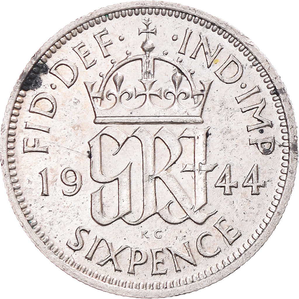 Monnaie, Royaume-Uni, George VI, 6 Pence, 1944, TB+, Argent