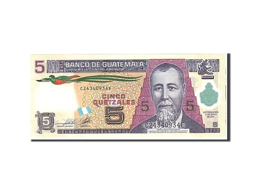 Banconote, Guatemala, 5 Quetzales, 2011, KM:122, 2011-05-11, FDS