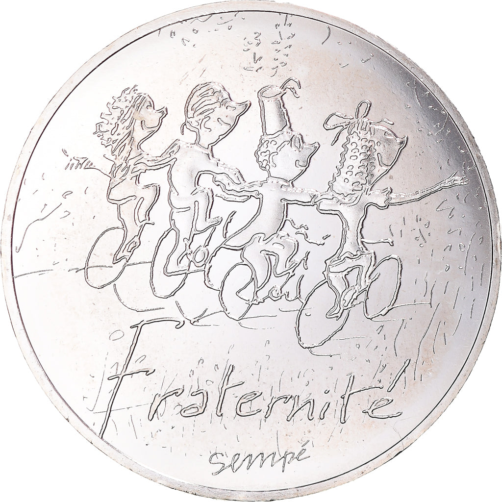 France, 10 Euro, 2014, Paris, Sempé Fraternité Printemps, FDC, Argent