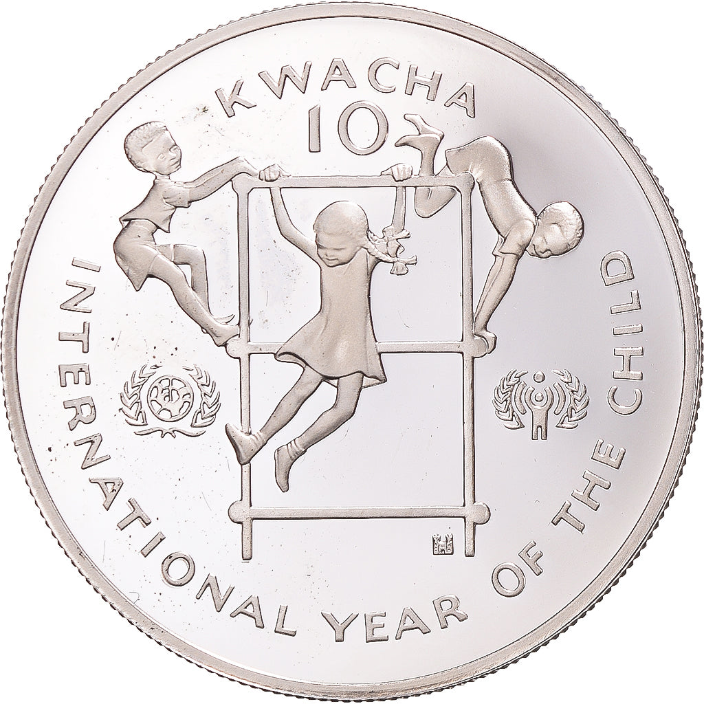 Coin, Zambia, 10 Kwacha, 1980, MS(63), Silver, KM:27