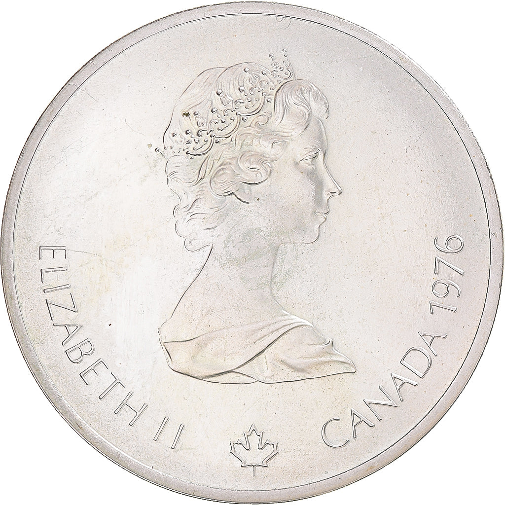 Munten, Canada, 1976 Olympics - Field Hockey, 10 Dollars, 1976, UNC-, Zilver