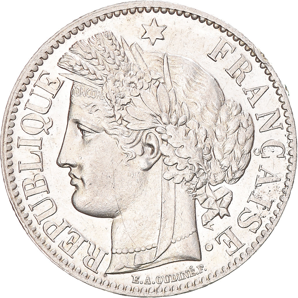 Coin, France, Cérès, 2 Francs, 1887, Paris, MS(60-62), Silver, Gadoury:530a