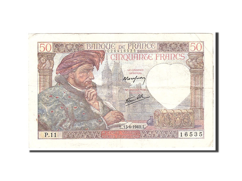 Banknote, France, 50 Francs, 1940, 1940-06-13, EF(40-45), Fayette:19.1, KM:93