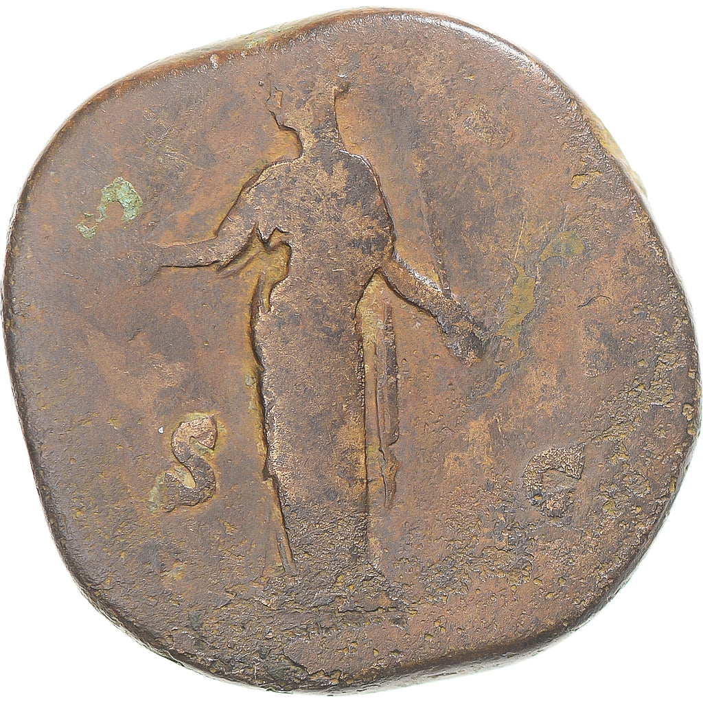 Coin, Diva Faustina I, Sestertius, 141, Rome, VG(8-10), Bronze, RIC:1124