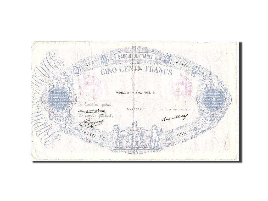 Banknote, France, 500 Francs, 1933, 1933-04-27, VF(20-25), Fayette:30.36, KM:66m