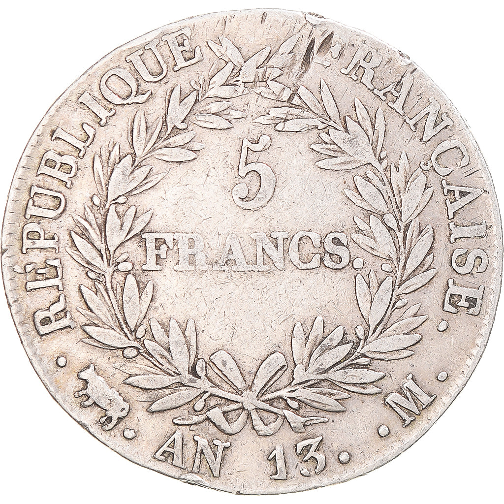 Munten, Frankrijk, Napoleon I, 5 Francs, AN 13, Toulouse, FR+, Zilver