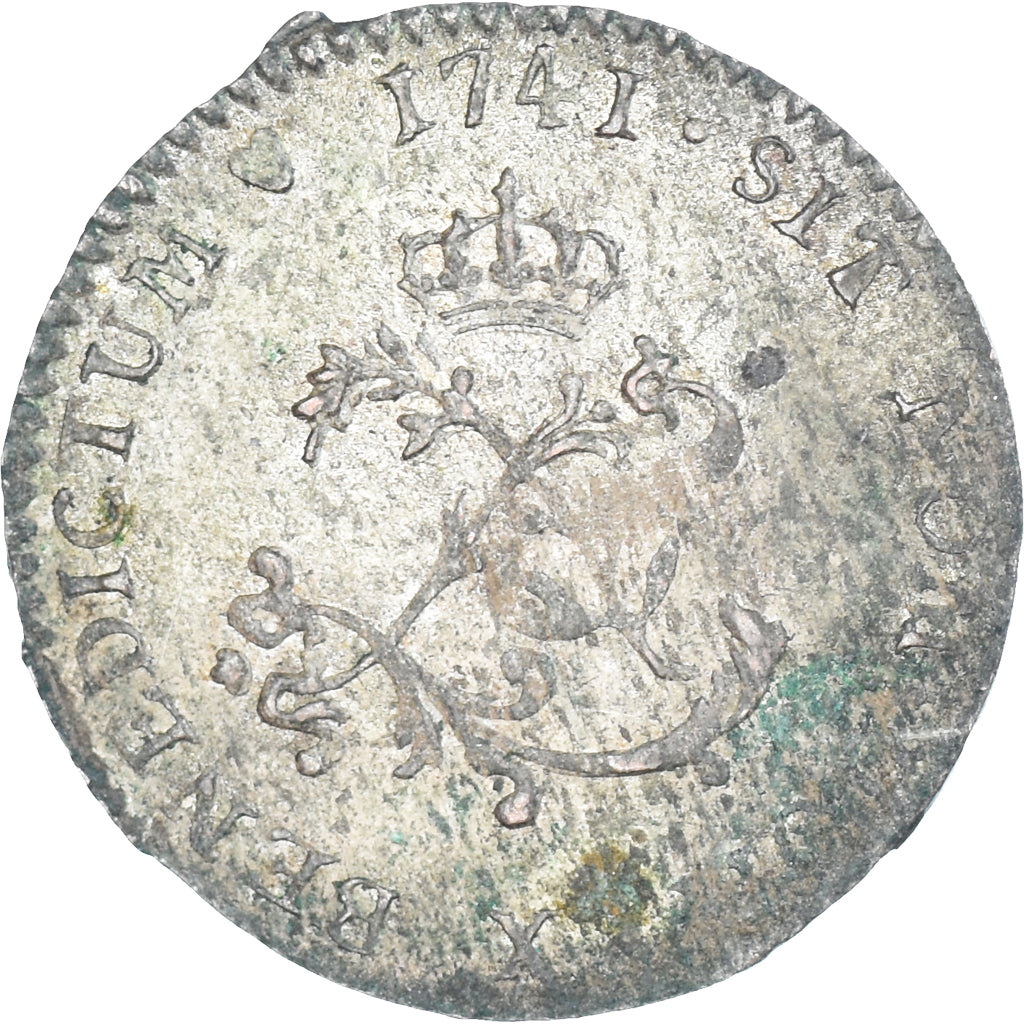 Munten, Frankrijk, Louis XV, Double Sol, 1741, Amiens, PR, Billon, Gadoury:281