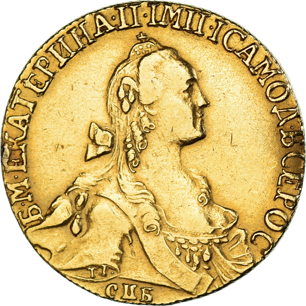 Russie, Catherine II, 10 Roubles, 1766, Saint-Pétersbourg, ТI, Or, TTB