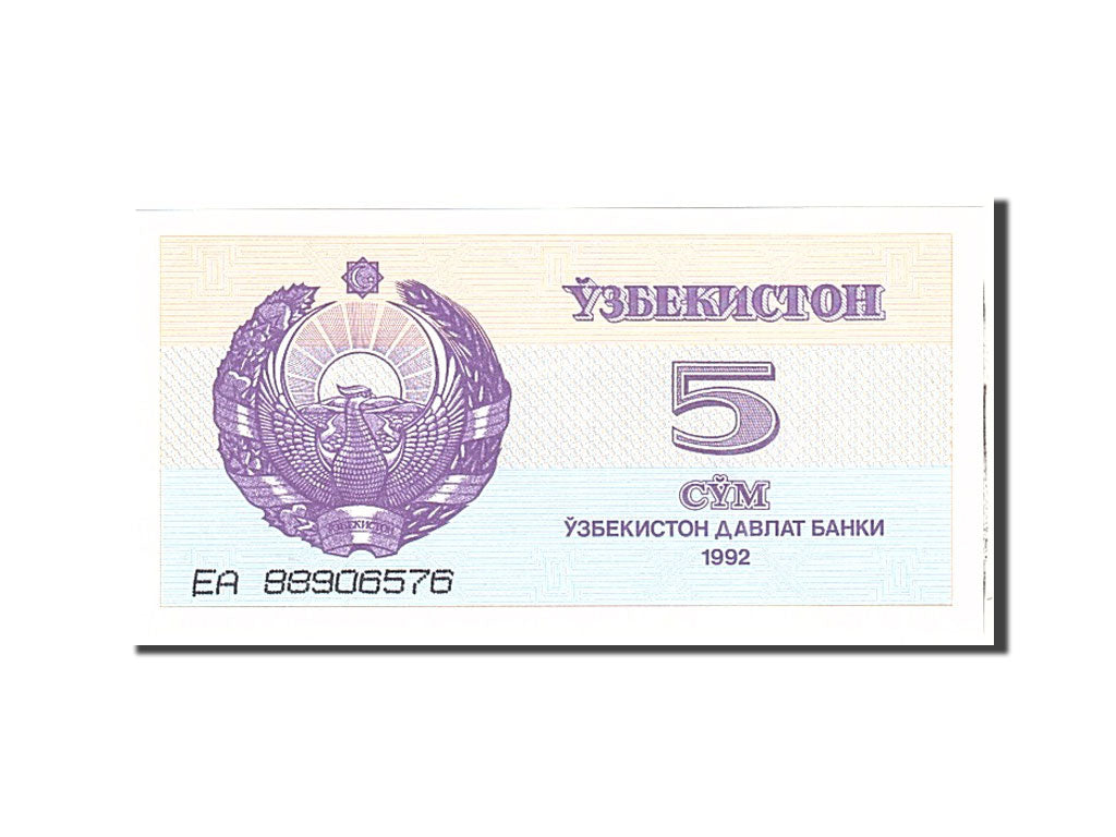 Banknote, Uzbekistan, 5 Sum, 1992, Undated, KM:63a, UNC(65-70)