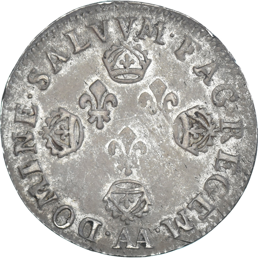 Moneta, Francia, Louis XIV, 10 Sols aux 4 couronnes, 1707, Metz, BB, Argento