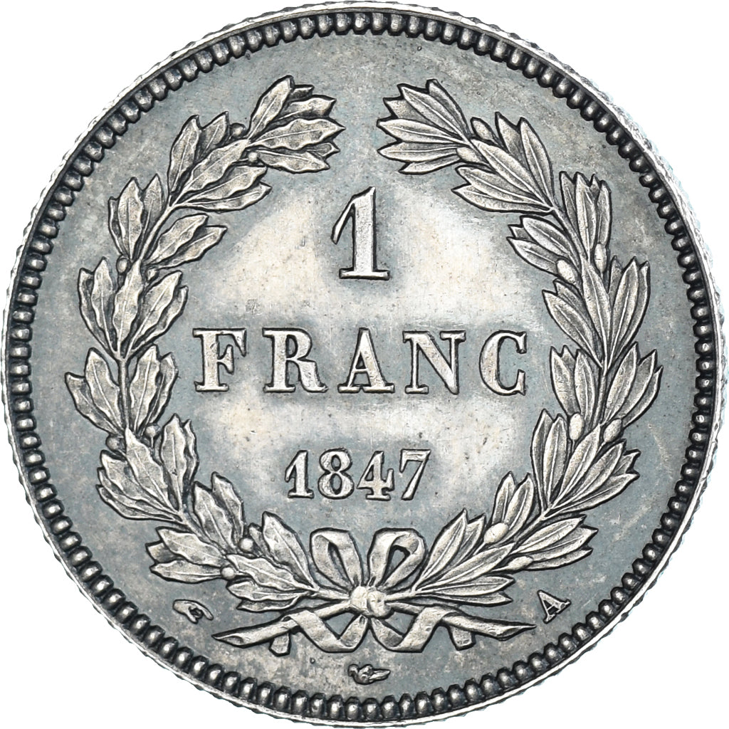 Moneda, Francia, Louis-Philippe, 1 Franc, 1847, Paris, EBC+, Plata, Gadoury:453