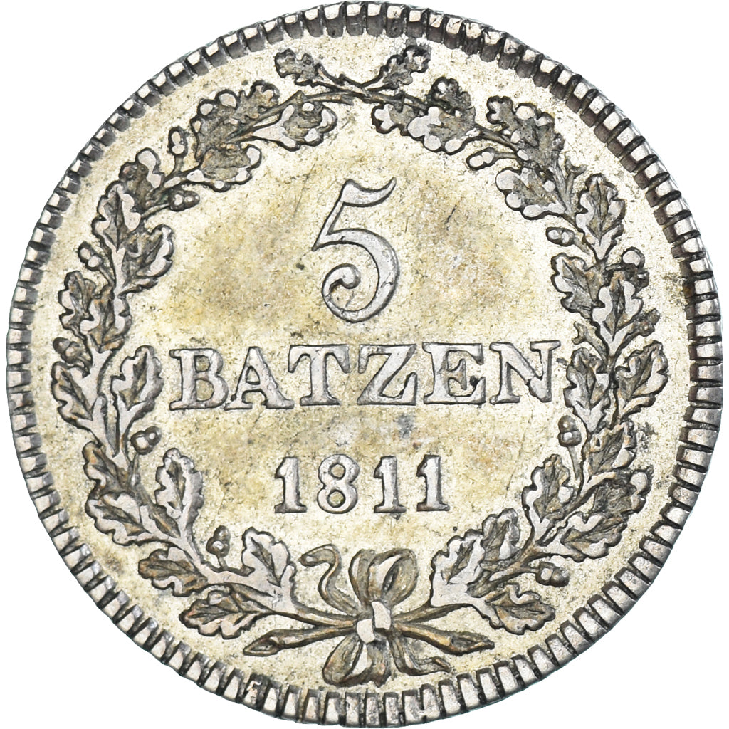 Coin, SWISS CANTONS, UNTERWALDEN, 5 Batzen, 1811, AU(50-53), Billon, KM:A13