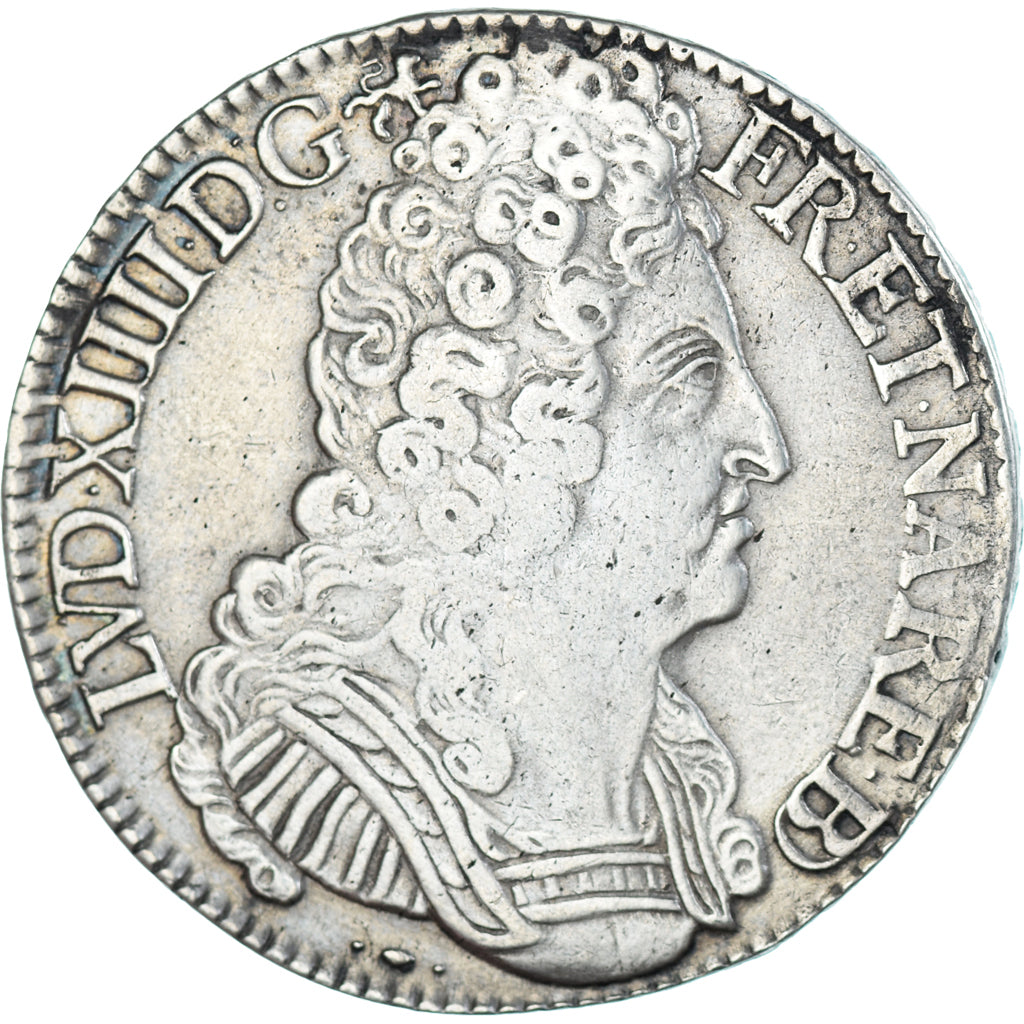 France, Louis XIV, Ecu de Béarn aux 3 couronnes, 1710, Pau, Silver, EF(40-45)