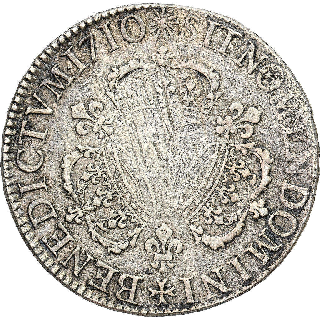 France, Louis XIV, Ecu de Béarn aux 3 couronnes, 1710, Pau, Argent, TTB