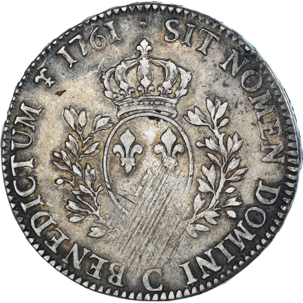 Frankrijk, Louis XV, Écu au bandeau, 1761, Caen, Zilver, ZF, Gadoury:322