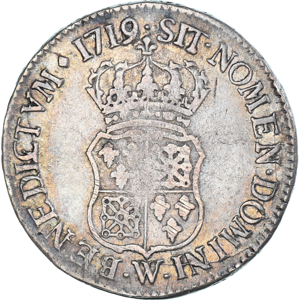 Monnaie, France, Louis XV, 1/2 Ecu de France-Navarre, 1719, Lille, Rare, TB+