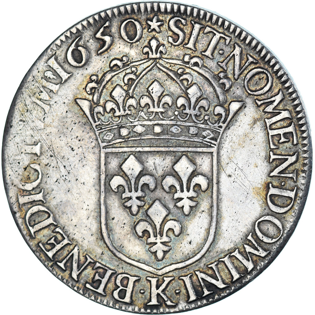 Coin, France, Louis XIV, Écu à la mèche longue, 1650, Bordeaux, Variety