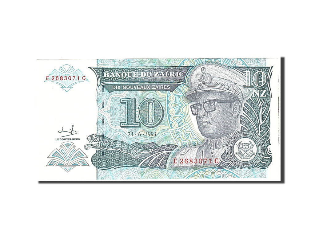 Banknote, Zaire, 10 Nouveaux Zaïres, 1993, 1993-06-24, KM:55, UNC(65-70)