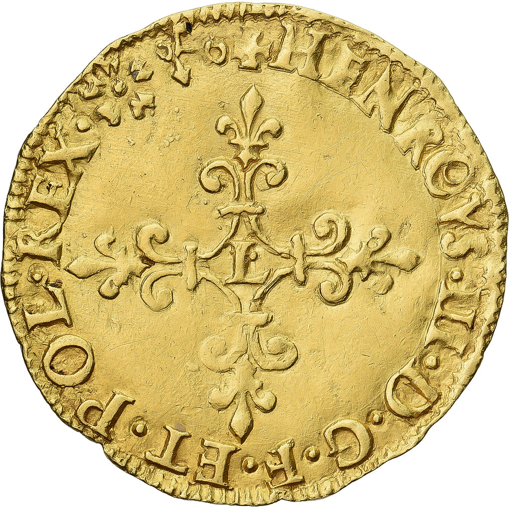 Francia, Henri III, Écu d'or au soleil, 1578, Bayonne, 2nd type, Oro, MBC+