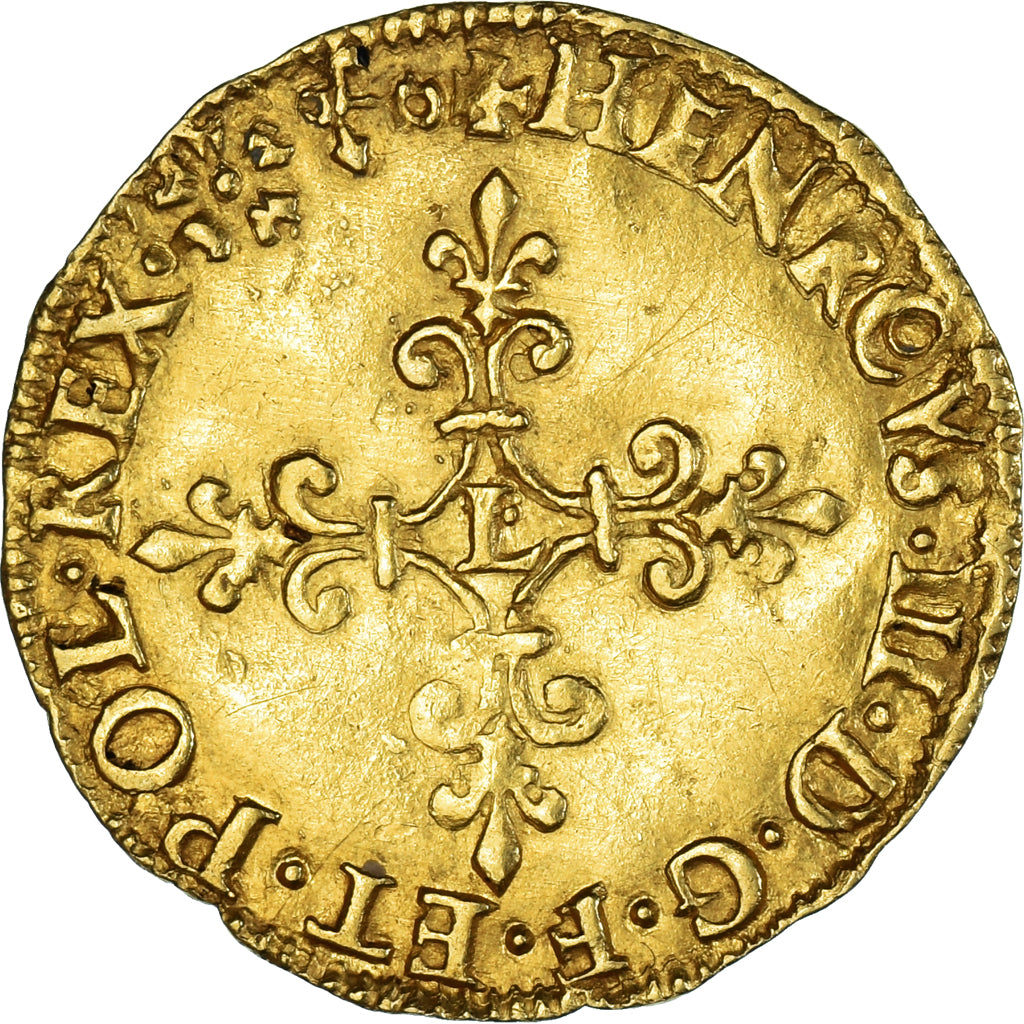 Francia, Henri III, Écu d'or au soleil, 1578, Bayonne, 2nd type, Oro, BB+
