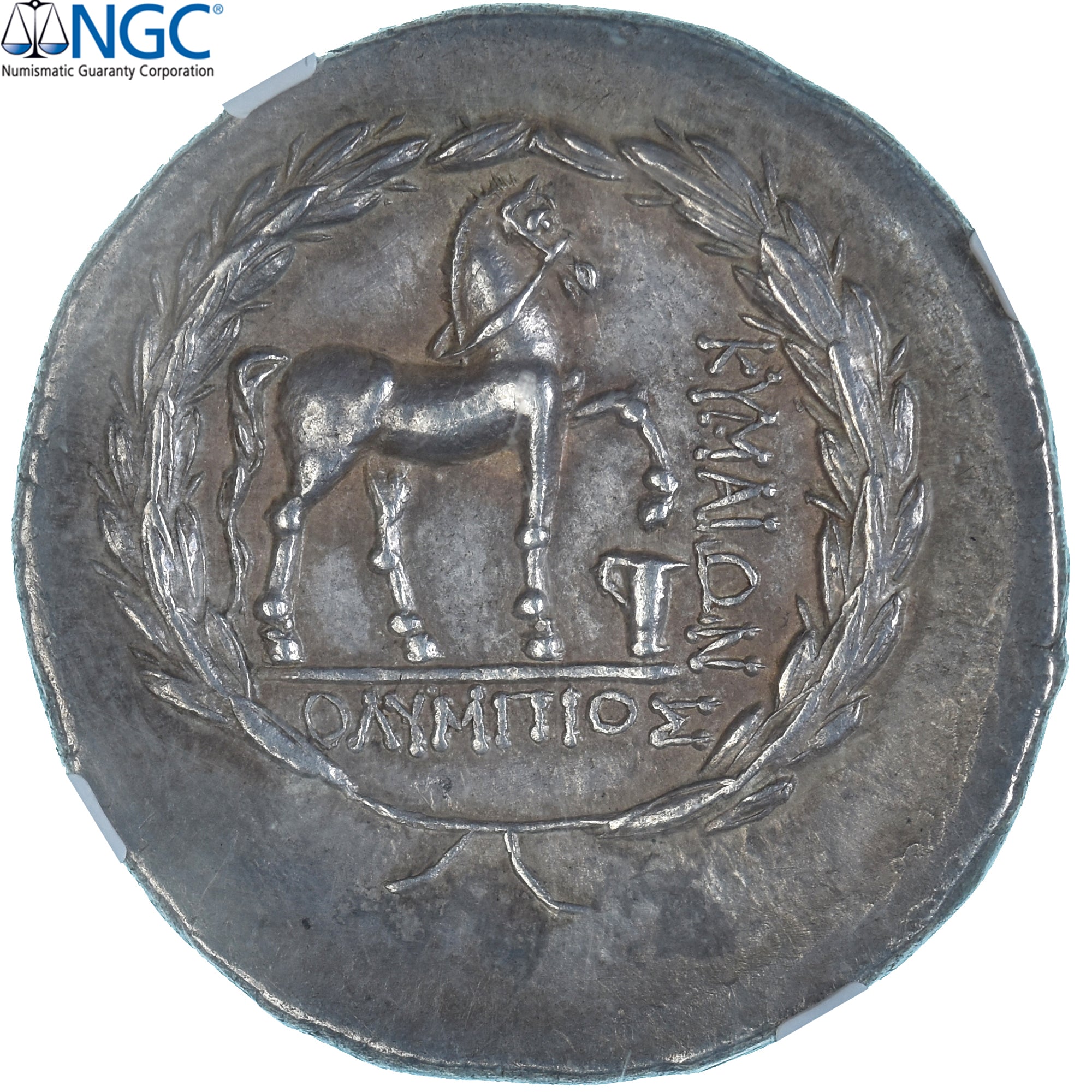Aeolis, Tetradrachm, ca. 155-143 BC, Kyme, Stephanophoric type, Silver, NGC, AU