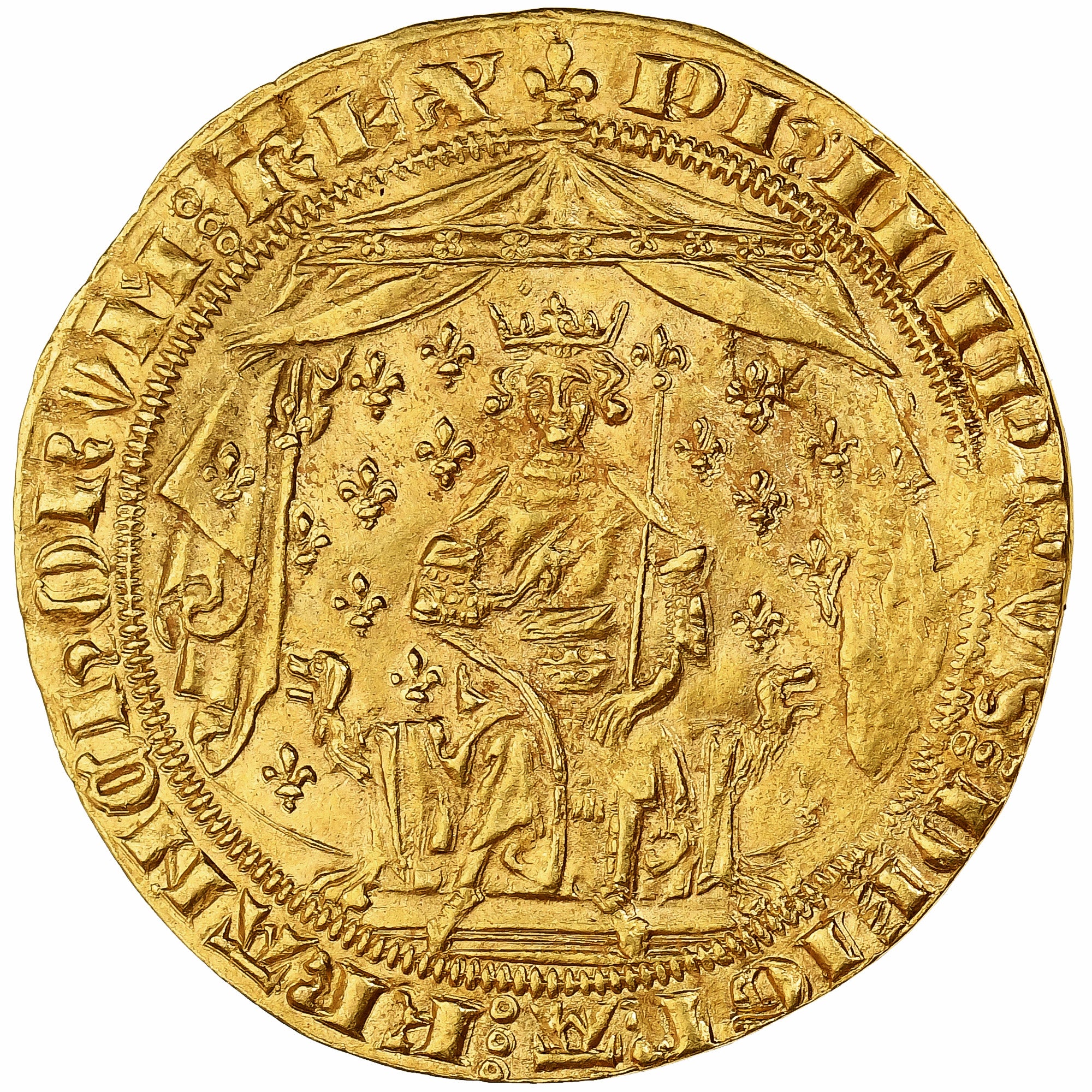France, Philippe VI, Pavillon d'or, 1339-1350, Rare, Gold, AU(55-58)