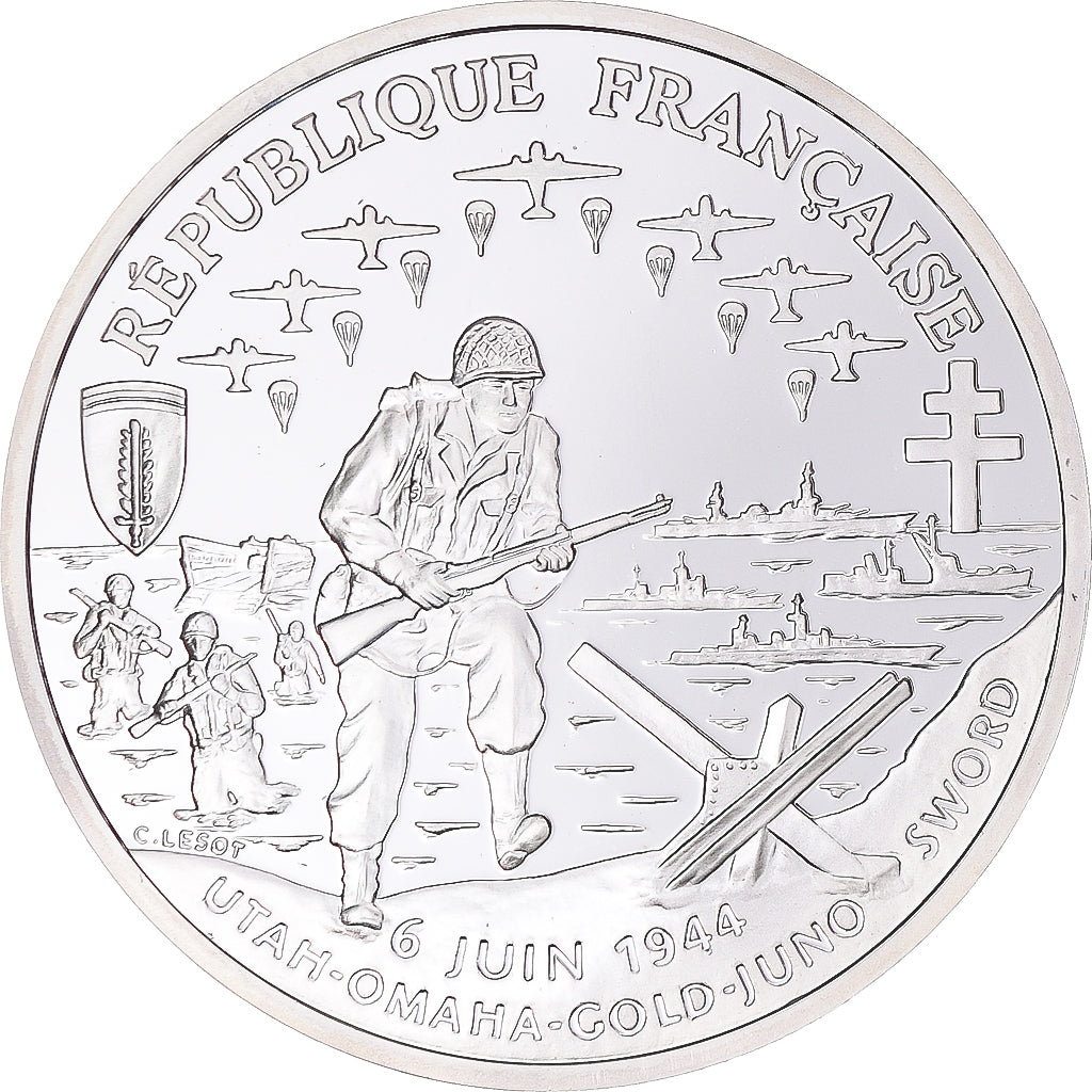 Munten, Frankrijk, Débarquement de Normandie, 100 Francs, 1993, Paris, UNC