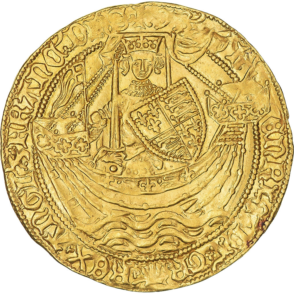 Grã-Bretanha, Henry VI, Noble d'or, 1422-1431, London, Dourado, AU(55-58)