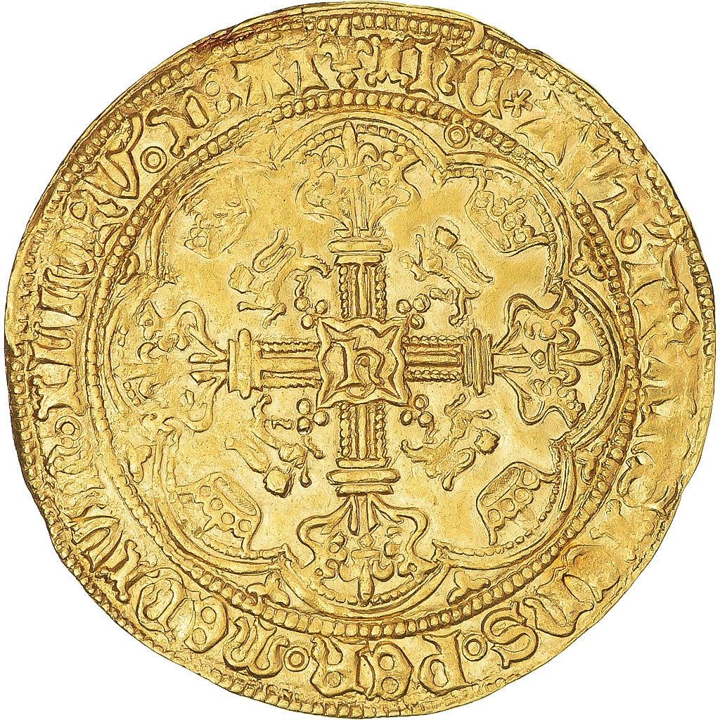 Grã-Bretanha, Henry VI, Noble d'or, 1422-1431, London, Dourado, AU(55-58)