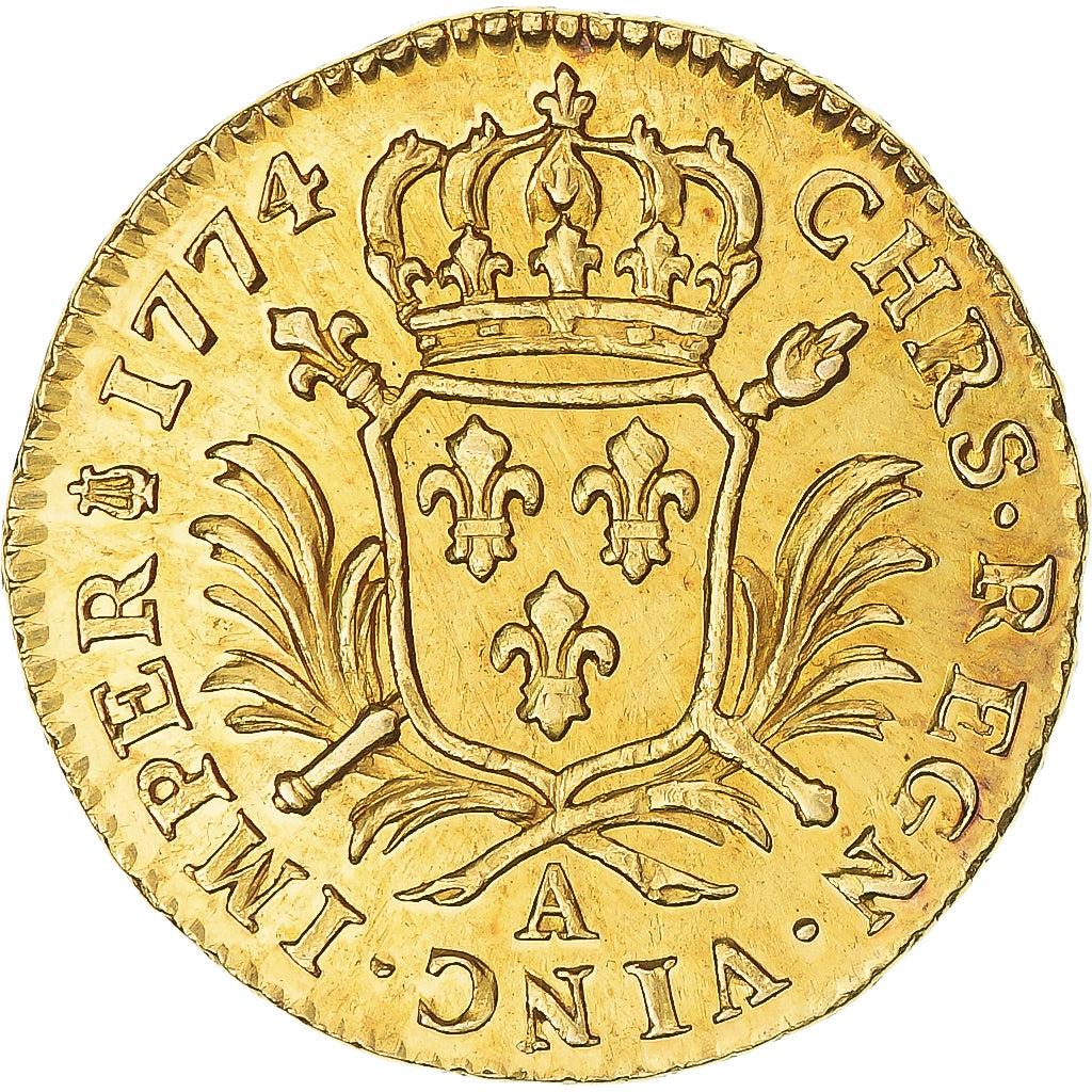 Francia, Louis XVI, Louis d'or aux palmes, 1774, Paris, Very rare, Oro, MBC+