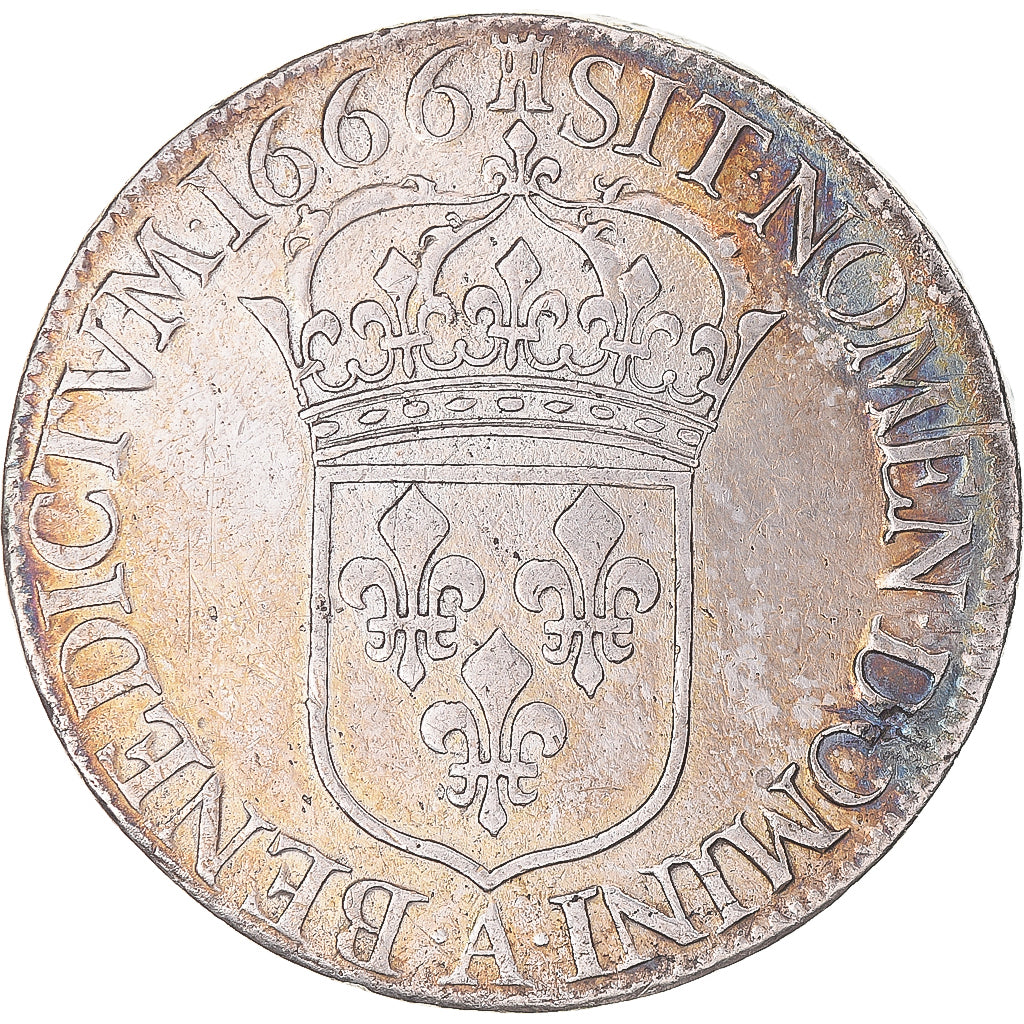 Moneda, Francia, Louis XIV, Écu au buste juvénile, 1666, Paris, BC+, Plata