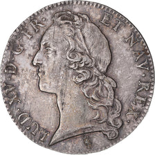 Moeda, França, Louis XV, Écu au bandeau, 1748, Lille, AU(50-53), Prata