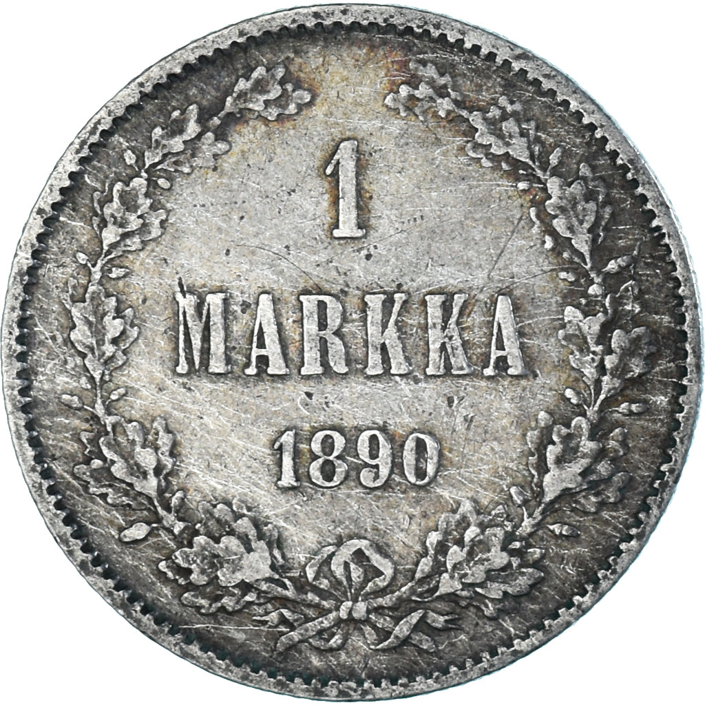 Munten, Finland, Alexander III, Markka, 1890, Helsinki, ZF, Zilver, KM:3.2
