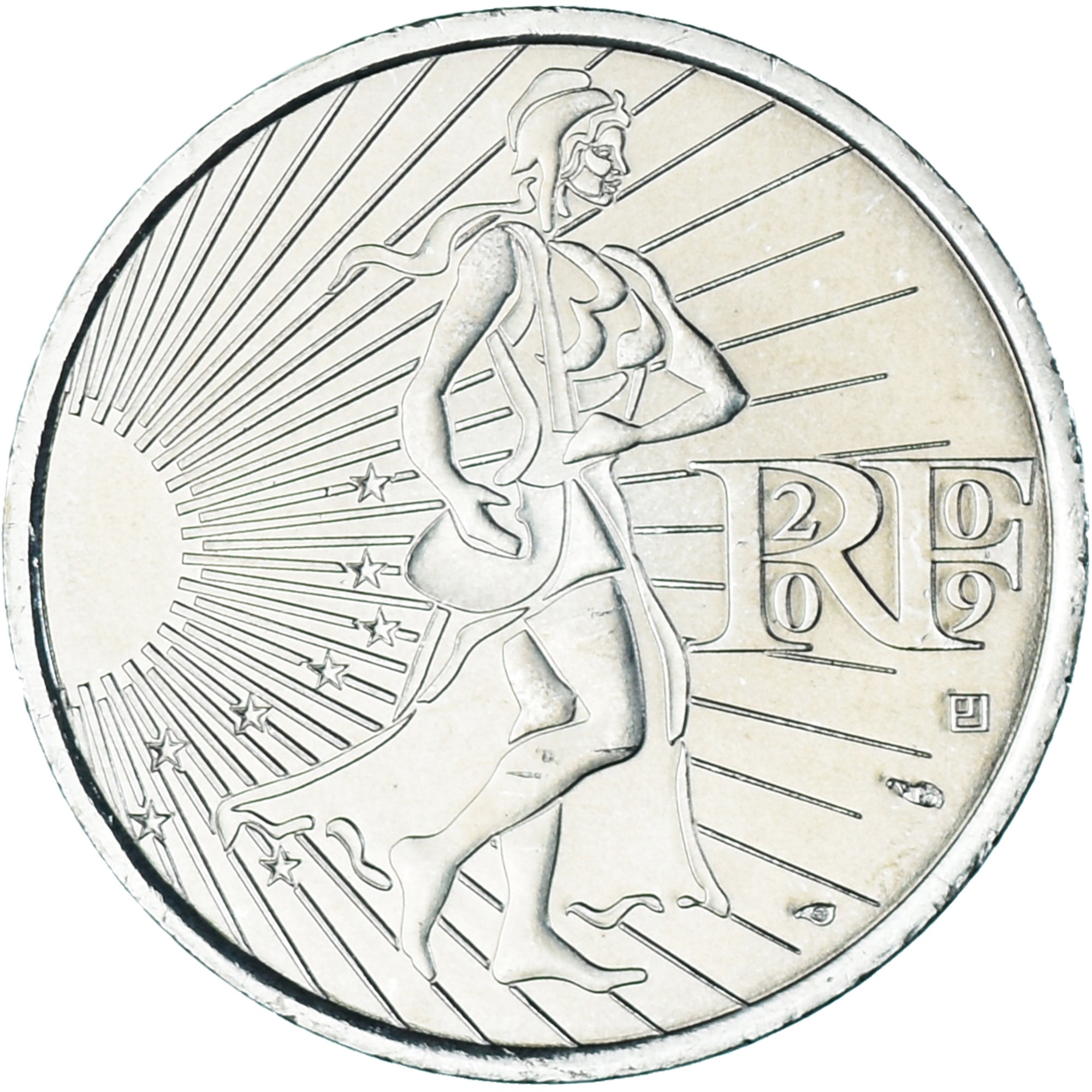 Frankrijk, Semeuse, 10 Euro, 2009, Paris, UNC, Zilver