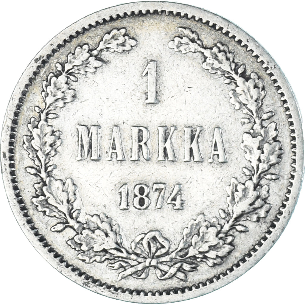 Moneta, Finlandia, Alexander II, Markka, 1874, Helsinki, MB+, Argento, KM:3.2