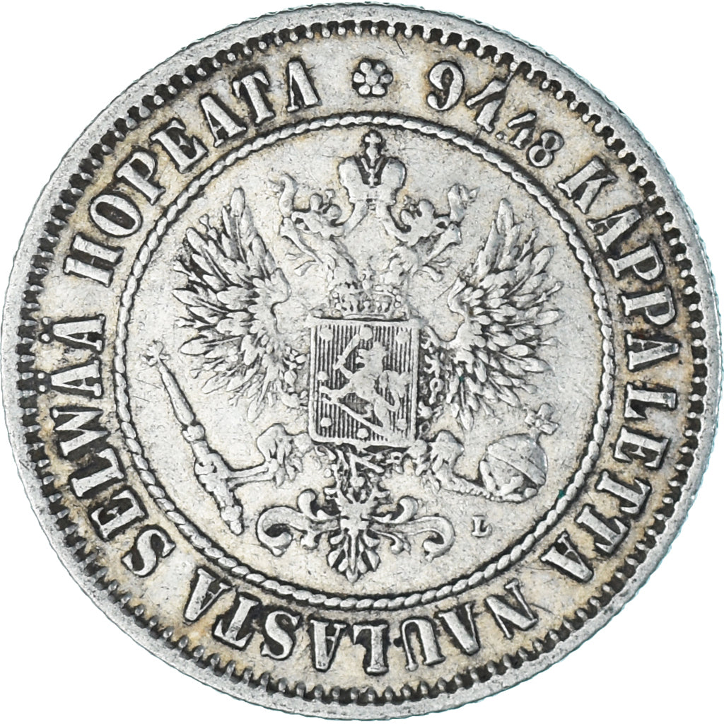 Moeda, Finlândia, Alexander III, Markka, 1892, Helsinki, AU(50-53), Prata