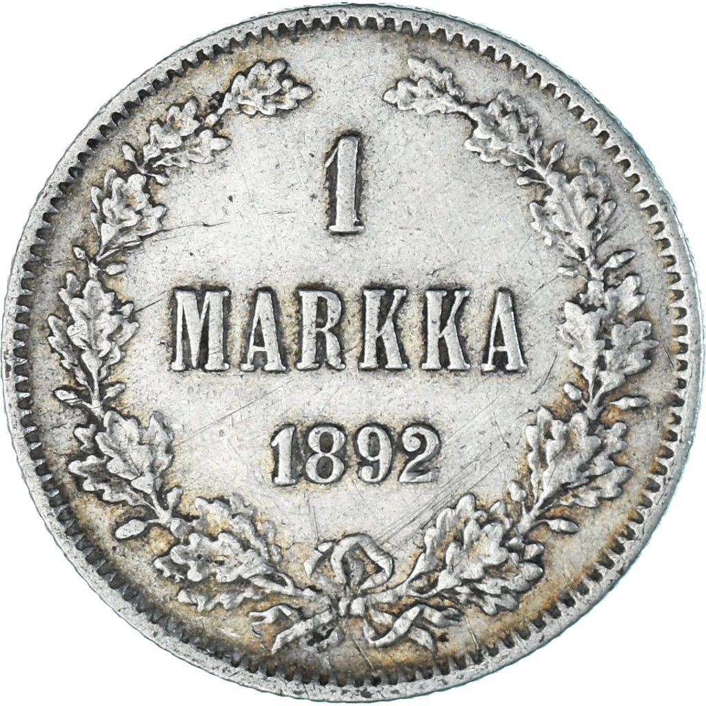 Moeda, Finlândia, Alexander III, Markka, 1892, Helsinki, AU(50-53), Prata