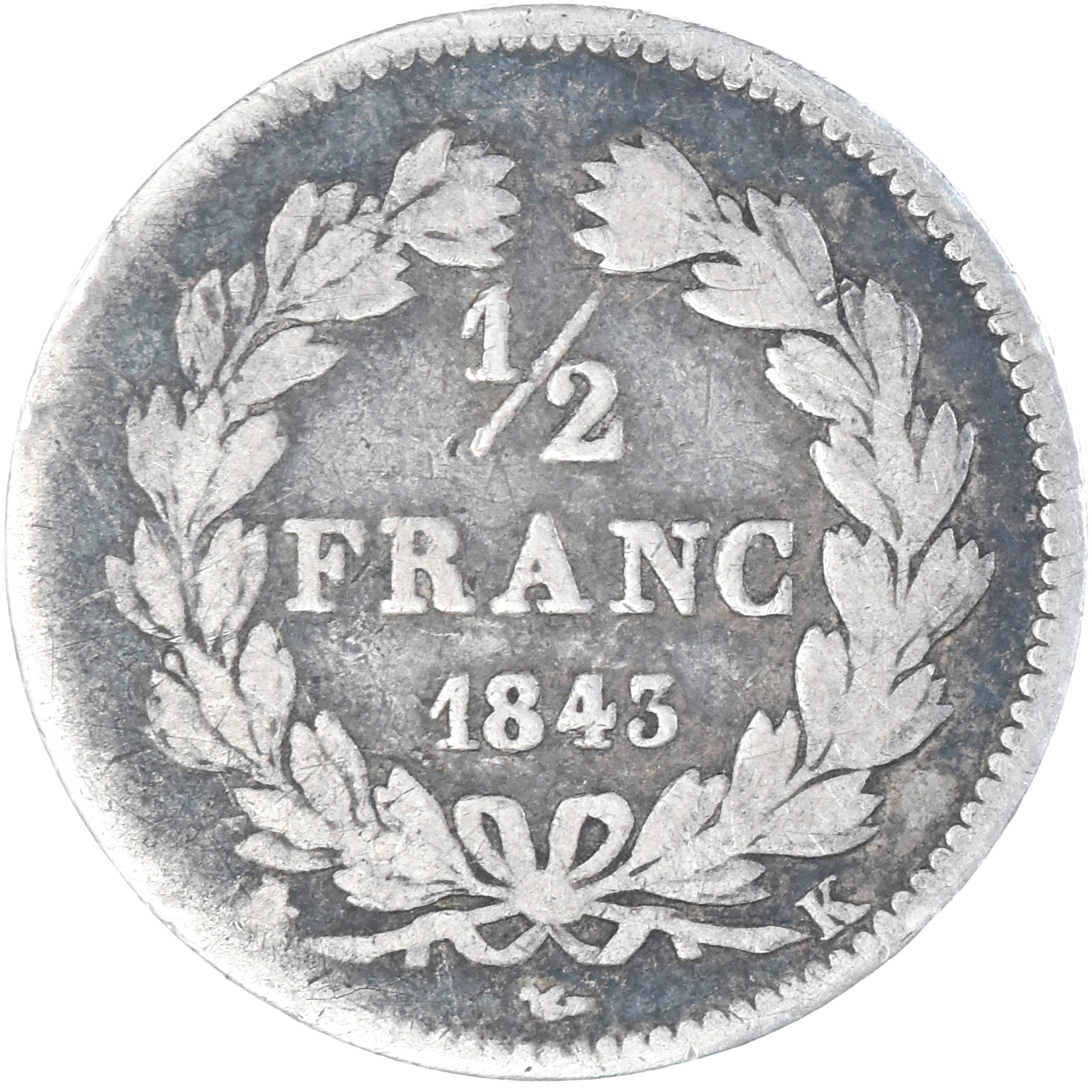 Frankreich, Louis Philippe I, 1/2 Franc, 1843, Bordeaux, Silber, S, Gadoury:408