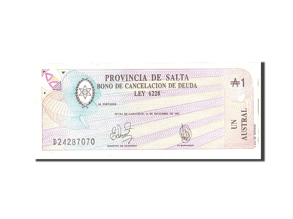 Banknote, Argentina, 1 Austral, 1986, Undated, KM:S2612a, UNC(65-70)
