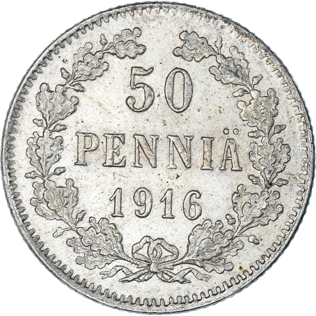 Coin, Finland, Nicholas II, 50 Penniä, 1916, Helsinki, AU(55-58), Silver