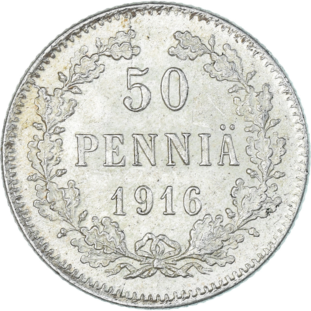 Coin, Finland, Nicholas II, 50 Penniä, 1916, Helsinki, AU(55-58), Silver