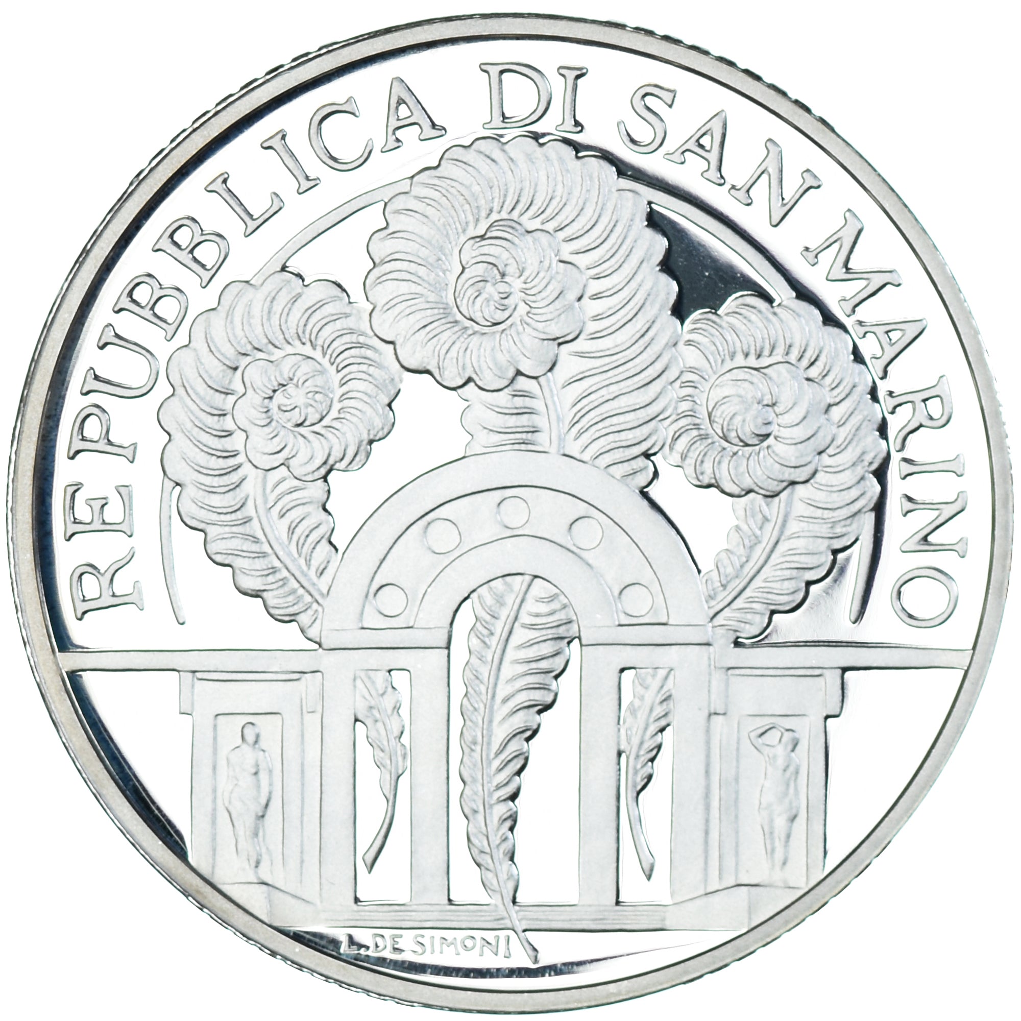 Saint Marin , 10 Euro, 2008, Palladio's Birth - 500th Anniversary, SPL+, Argent