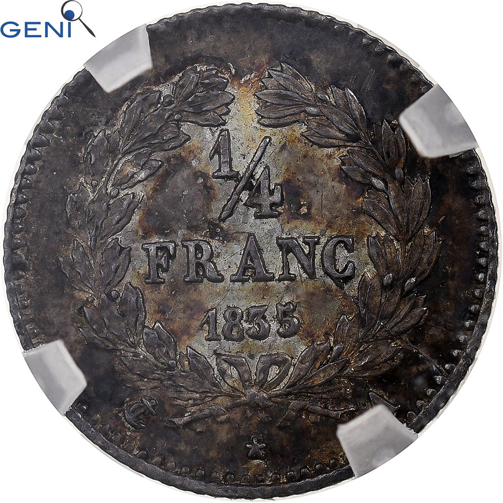 France, Louis-Philippe I, 1/4 Franc, 1835, Paris, Silver, GENI, MS63